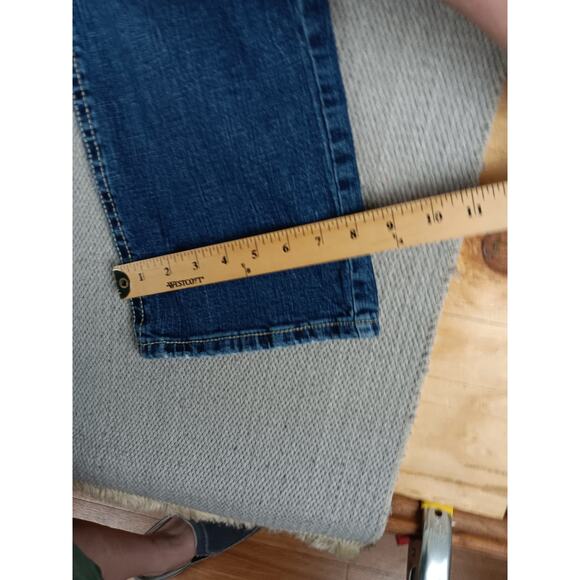 T.K. Axel Slim Boot Jeans Mens 34X31 Blue Embroidered Flaps Western Thick Stitch - Picture 14 of 15